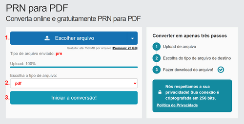 Como converter PRN arquivos online para PDF